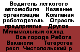 Водитель легкогого автомобиля › Название организации ­ Компания-работодатель › Отрасль предприятия ­ Другое › Минимальный оклад ­ 55 000 - Все города Работа » Вакансии   . Татарстан респ.,Чистопольский р-н